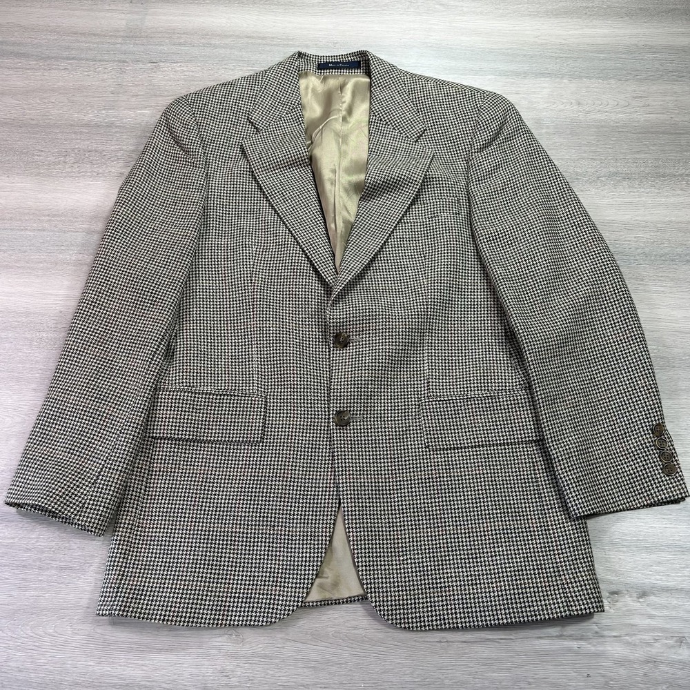 Ralph Ralph Lauren RRL Blazer Mens 44R Brown Houndstooth Wool Coat Suit Jacket